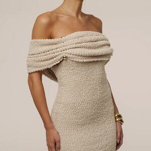 JLUXLABEL  Beige Pour Over Mini Dress- MEDIUM